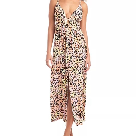 NWT Bar III Women's Animal-Print Swim Cover-Up Maxi Dress Medium - Picture 1 of 5